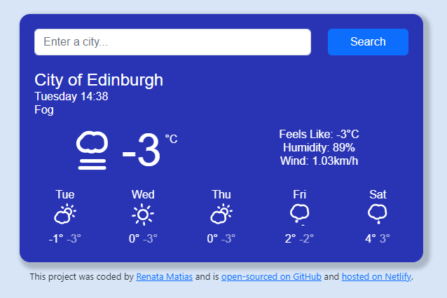 React Weather Project Preview